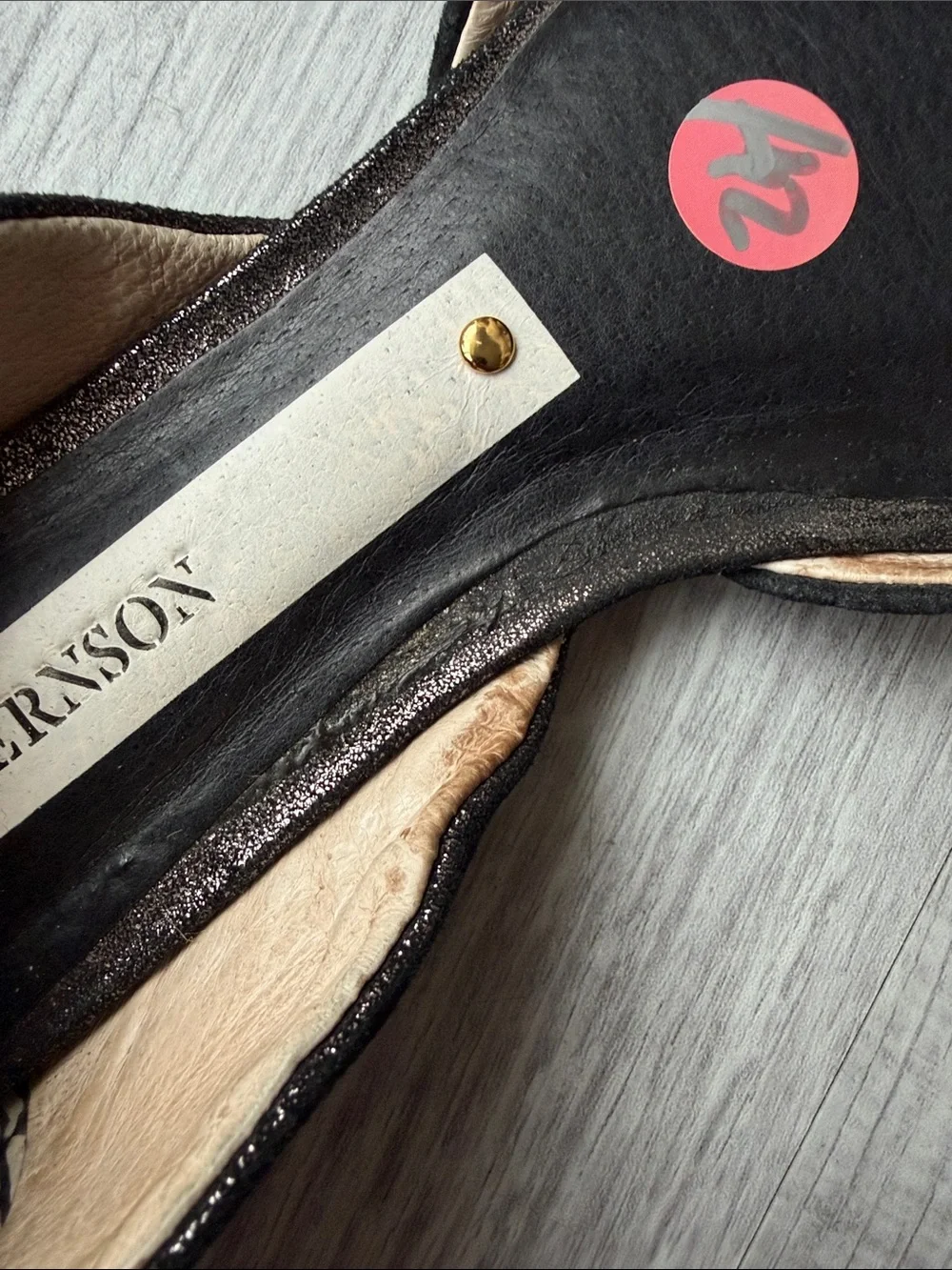 Matt Bernson Black Pointed D'Orsay Flats with Textured Upper, Size 6.